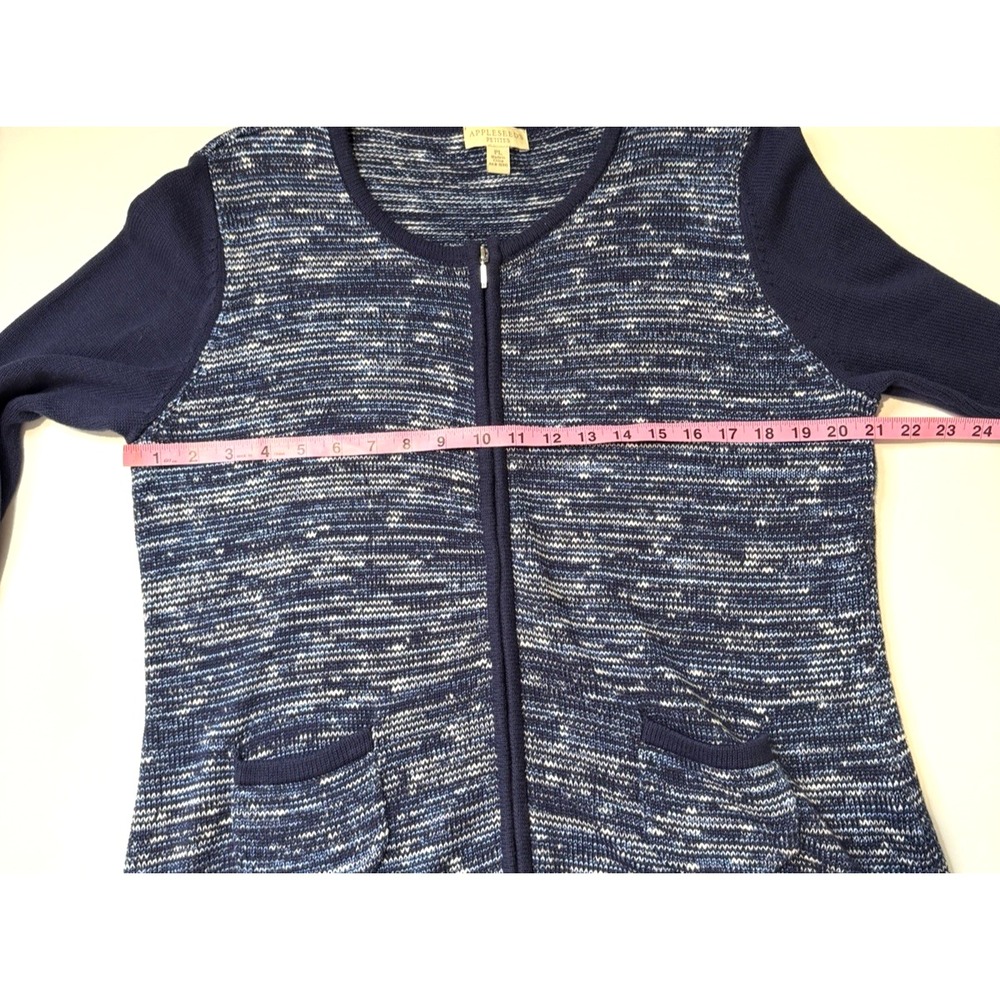 Appleseeds Womens Zip Cardigan Sweater Size‎ PL Y2K 90s Grandpa Professor Indie - Picture 5 of 8